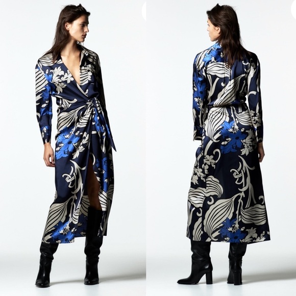 Zara Printed Maxi Wrap Shirt‎ Dress - Picture 1 of 7